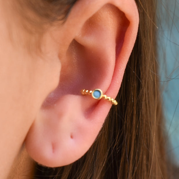 Blue Gem Ear Cuff