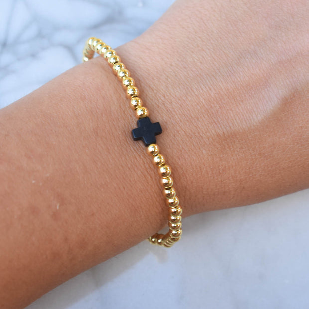 Black Single Cross Bracelet