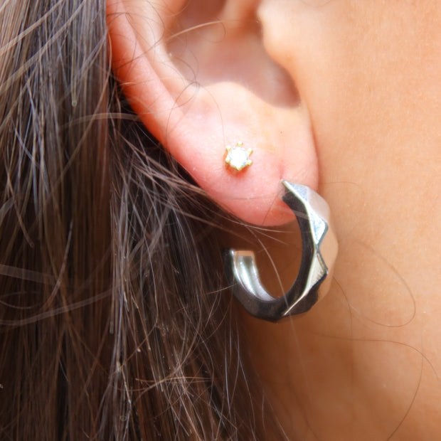 Silver Geometric Hoops