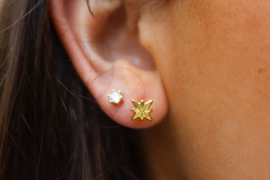 Mini Gold Starburst Studs