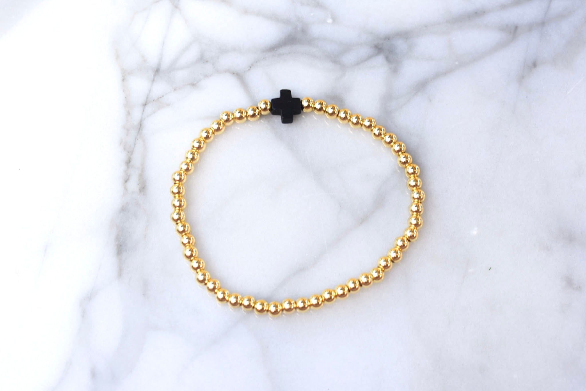 Black Single Cross Bracelet