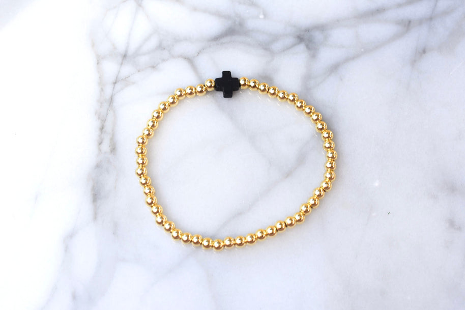 Black Single Cross Bracelet