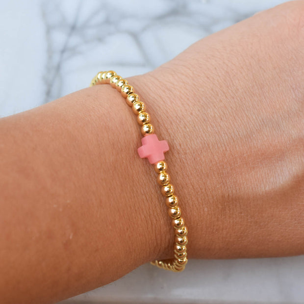 Pink Single Cross Bracelet