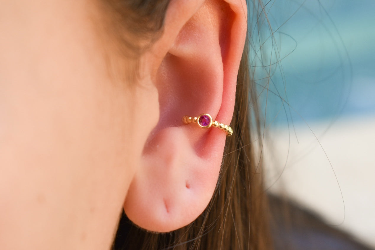 Hot Pink Gem Ear Cuff