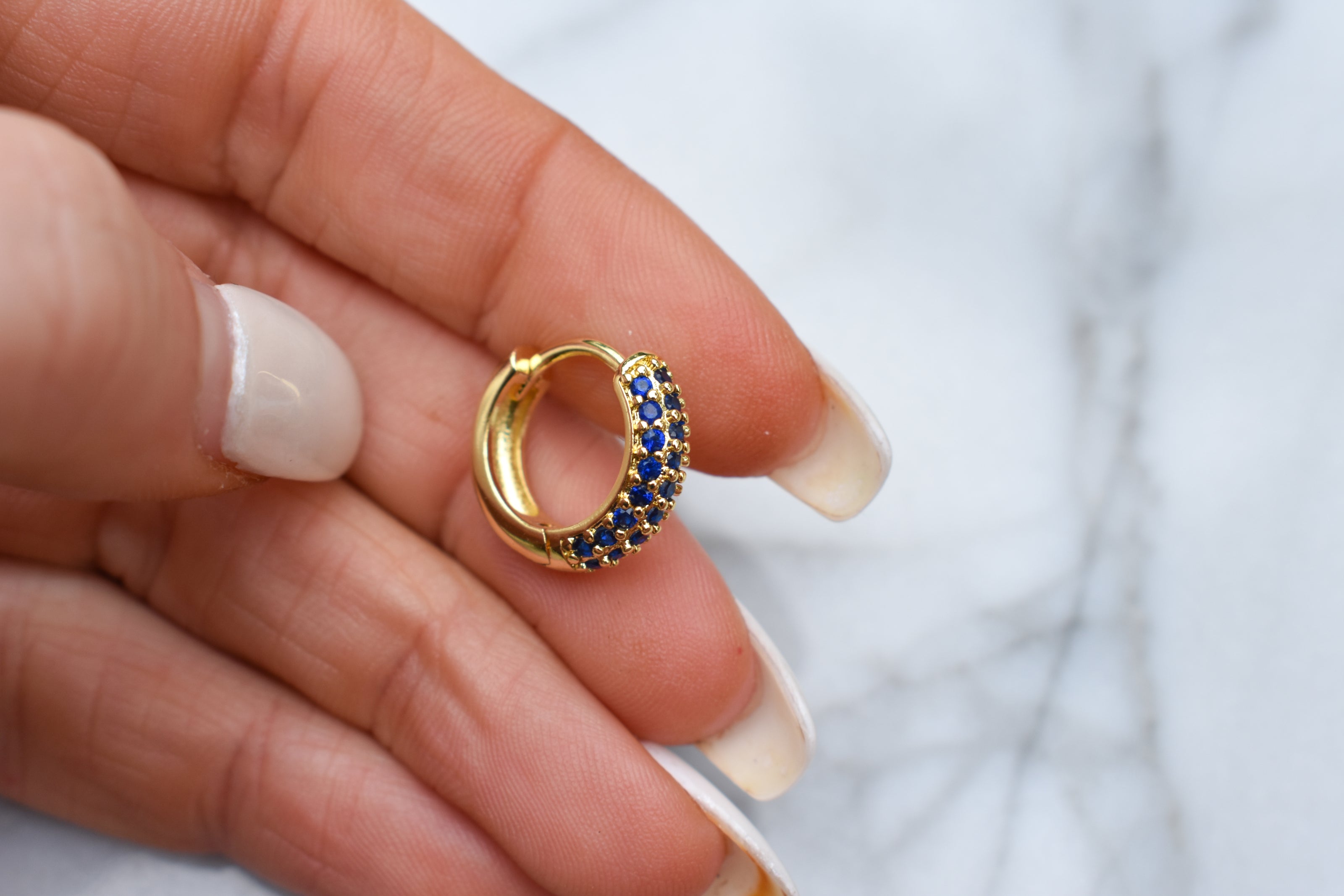 Navy Miami Studded Hoops