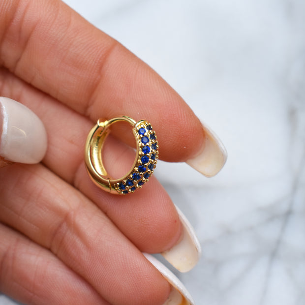Navy Miami Studded Hoops