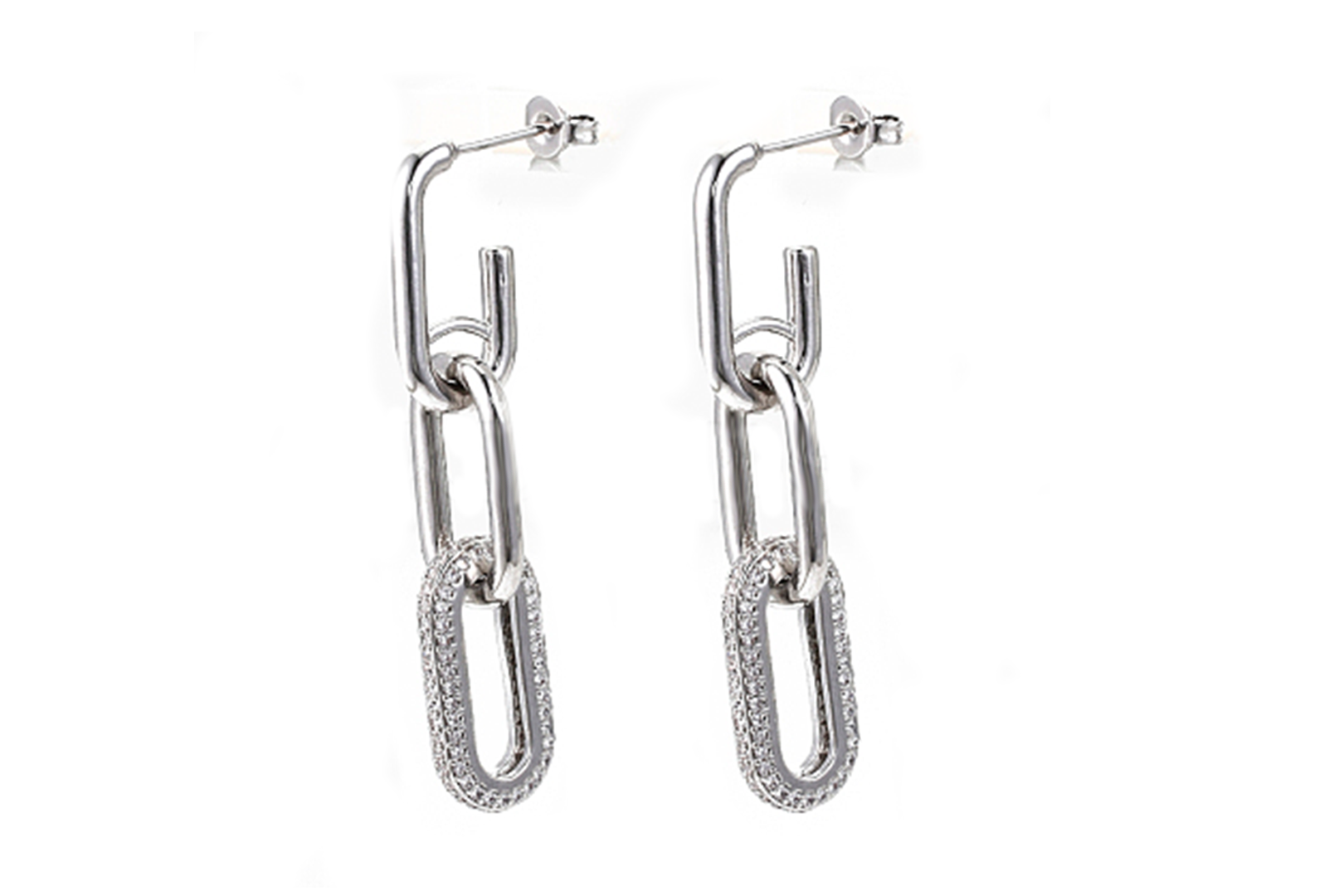 Silver Link Dangle Earrings
