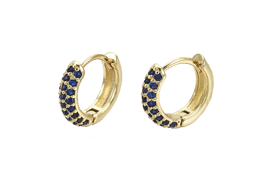 Navy Miami Studded Hoops