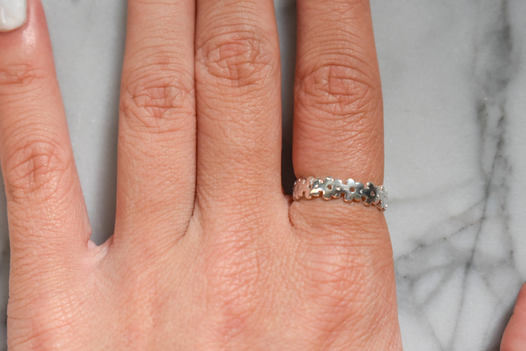Sterling silver adjustable flower ring