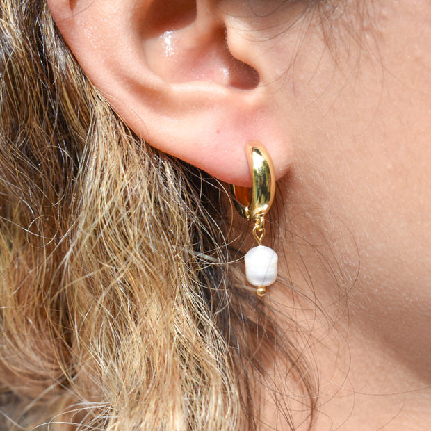 Chunky Gold Pearl Huggies