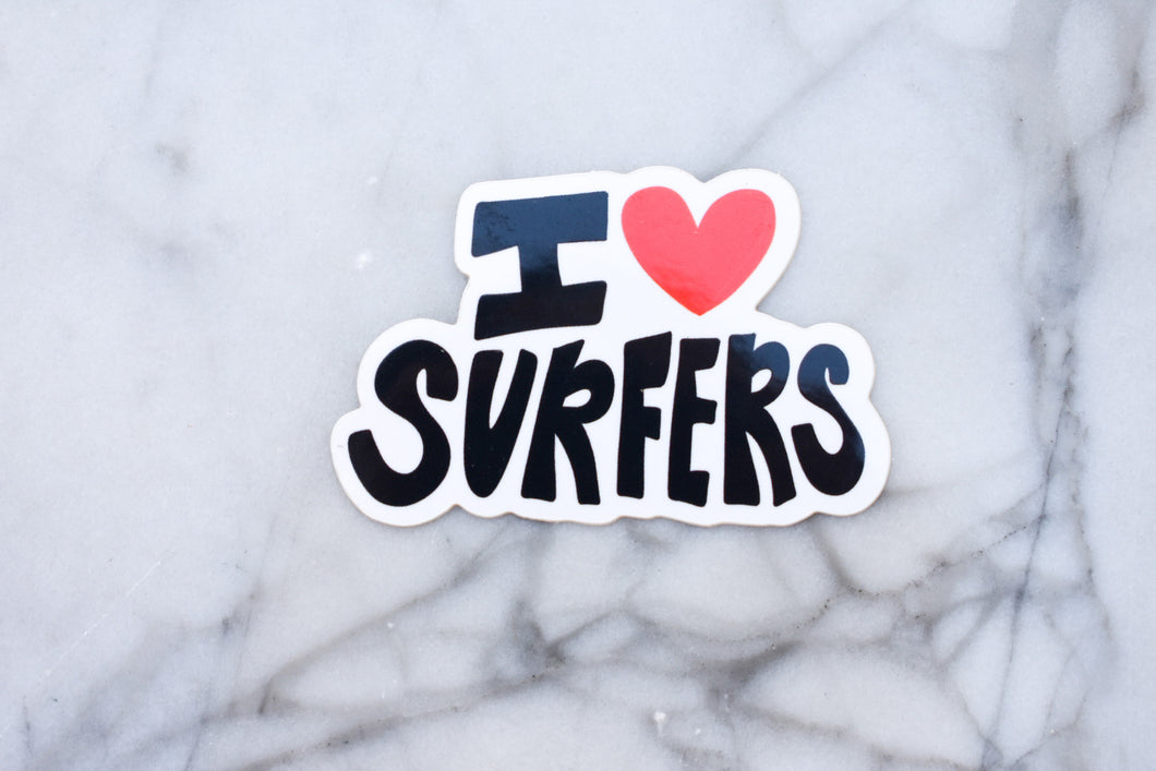 I Love Surfers Sticker