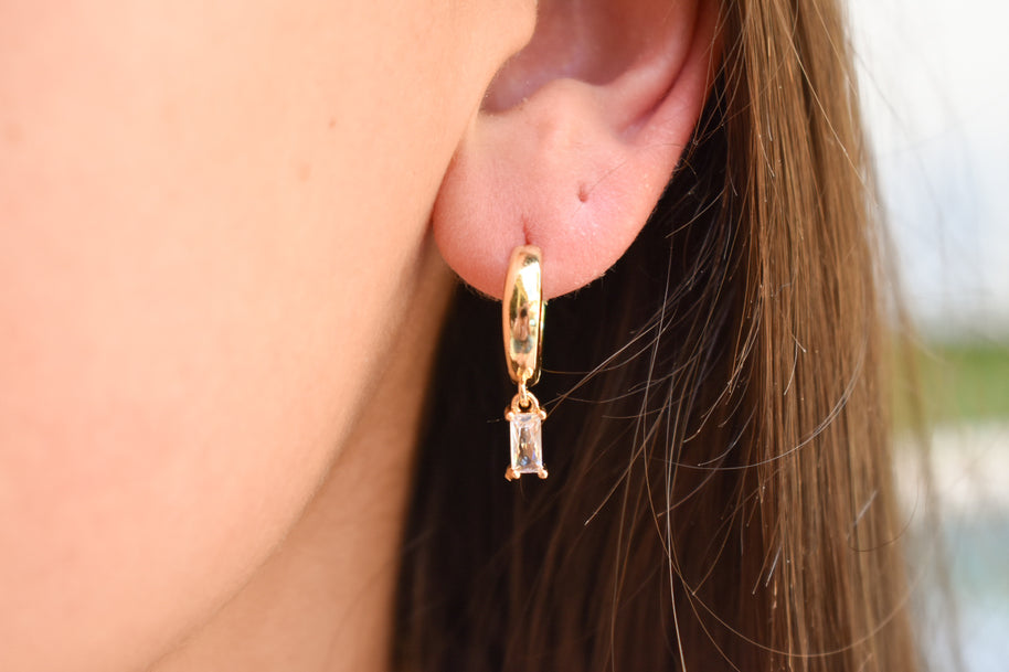 Chunky Gold Gem Huggies