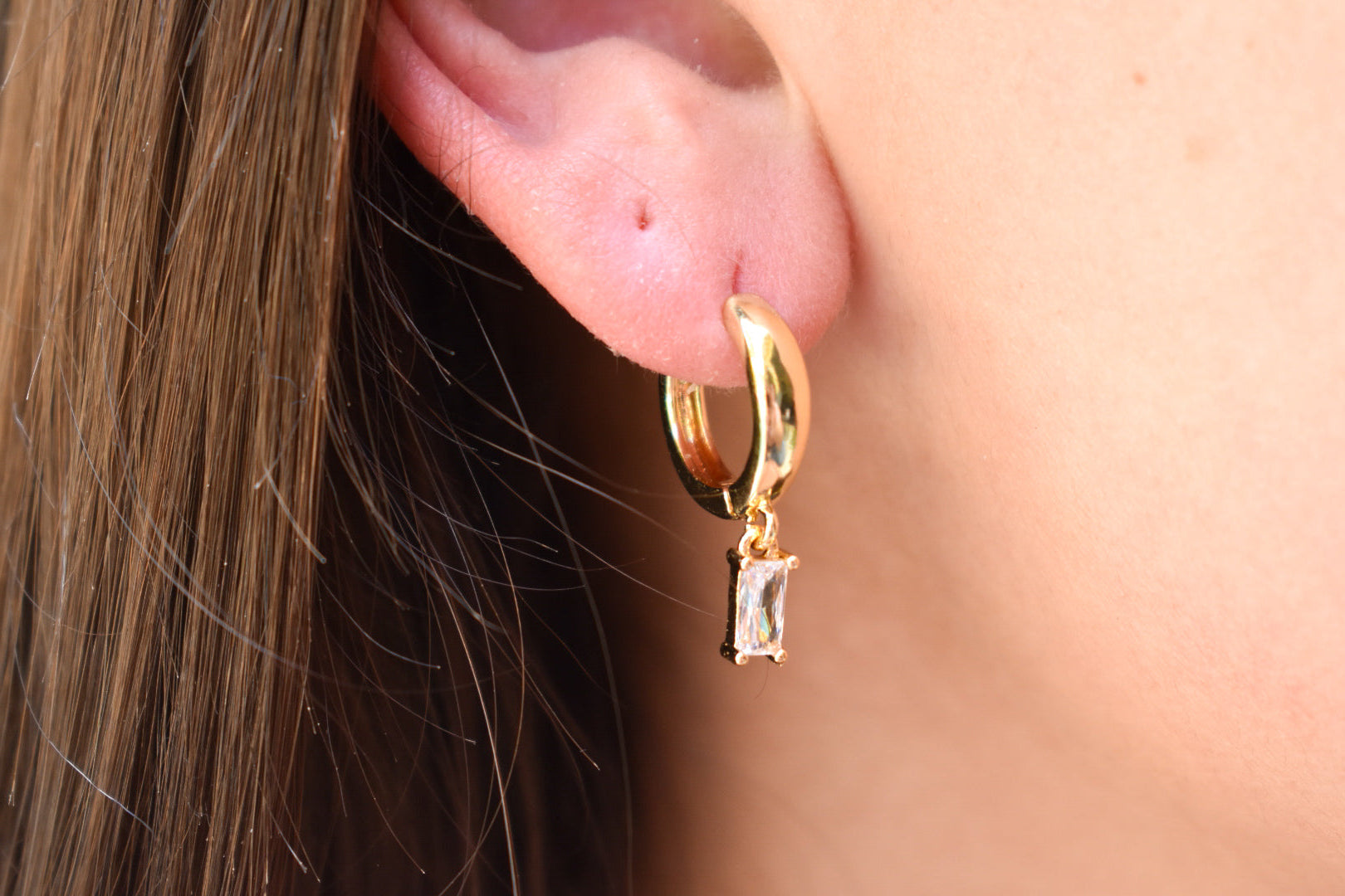 Chunky Gold Gem Huggies