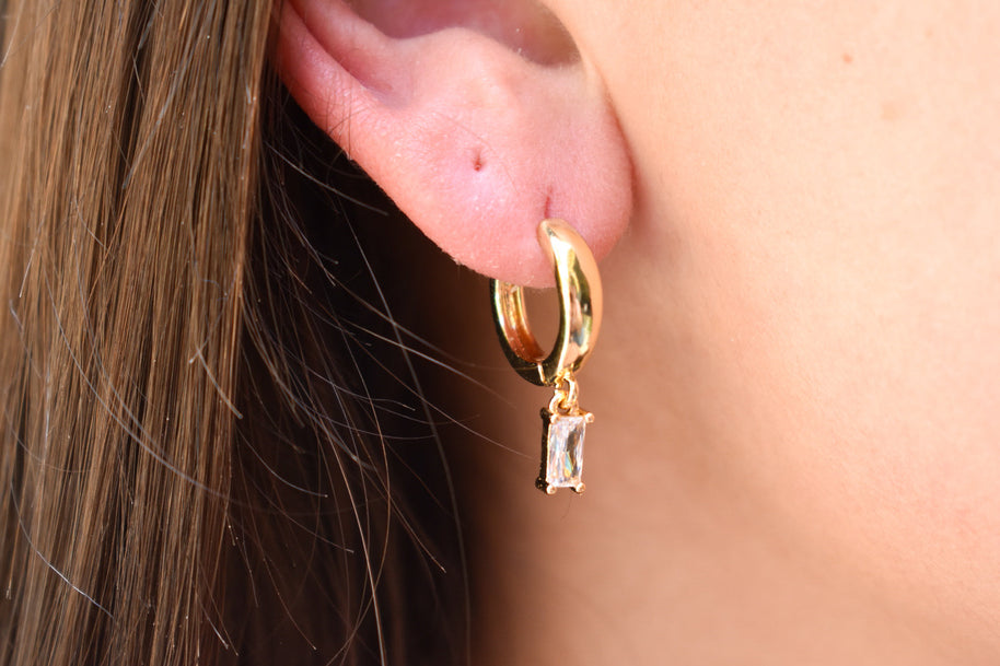 Chunky Gold Gem Huggies