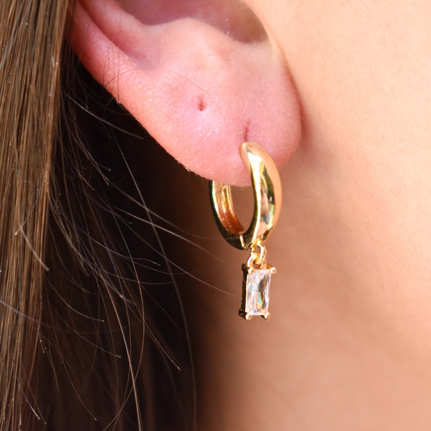 Chunky Gold Gem Huggies