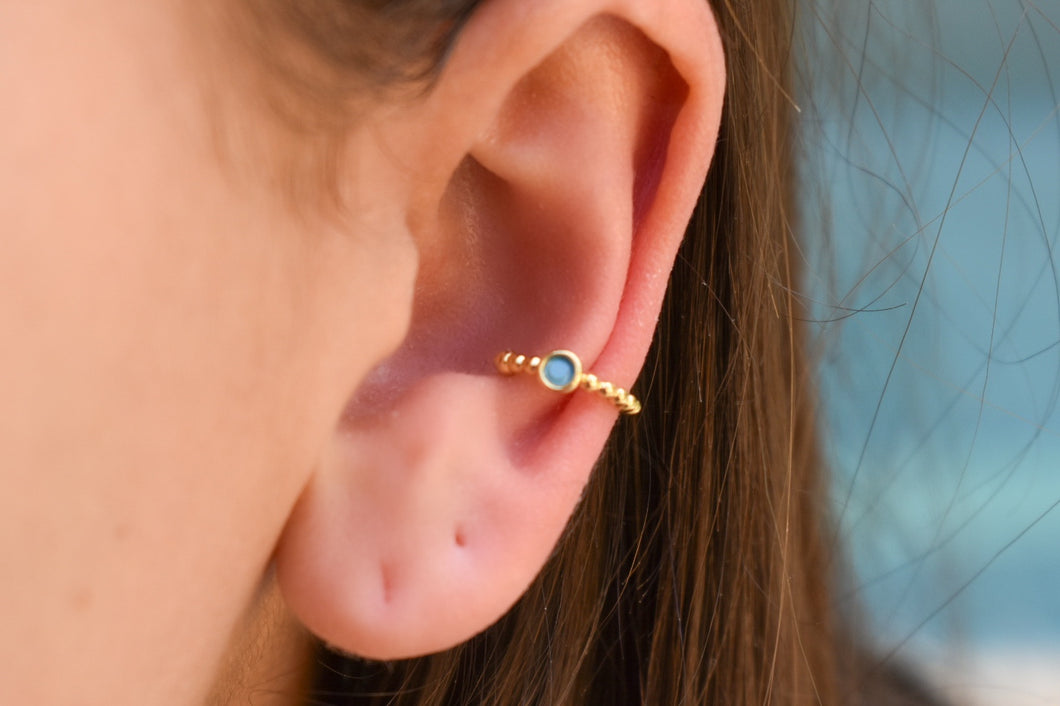 Blue Gem Ear Cuff