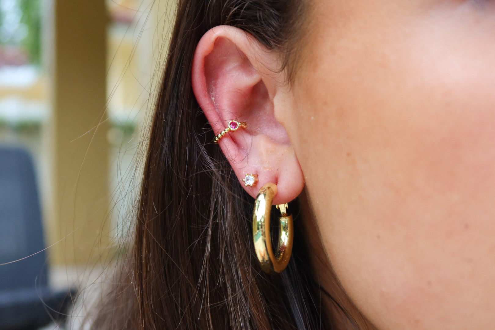 Hot Pink Gem Ear Cuff