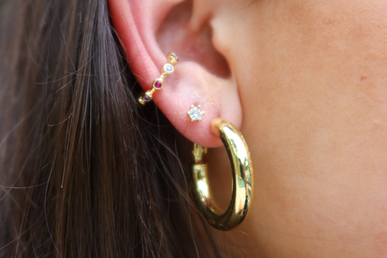 Rainbow Gem Ear Cuff