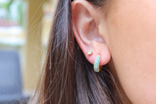 Load image into Gallery viewer, Turquoise Miami Studded Hoops
