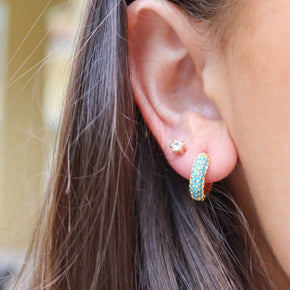 Turquoise Miami Studded Hoops