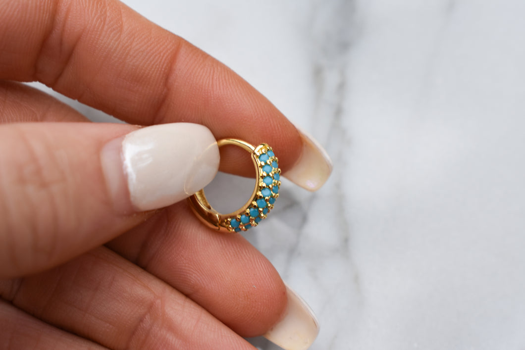 Turquoise Miami Studded Hoops