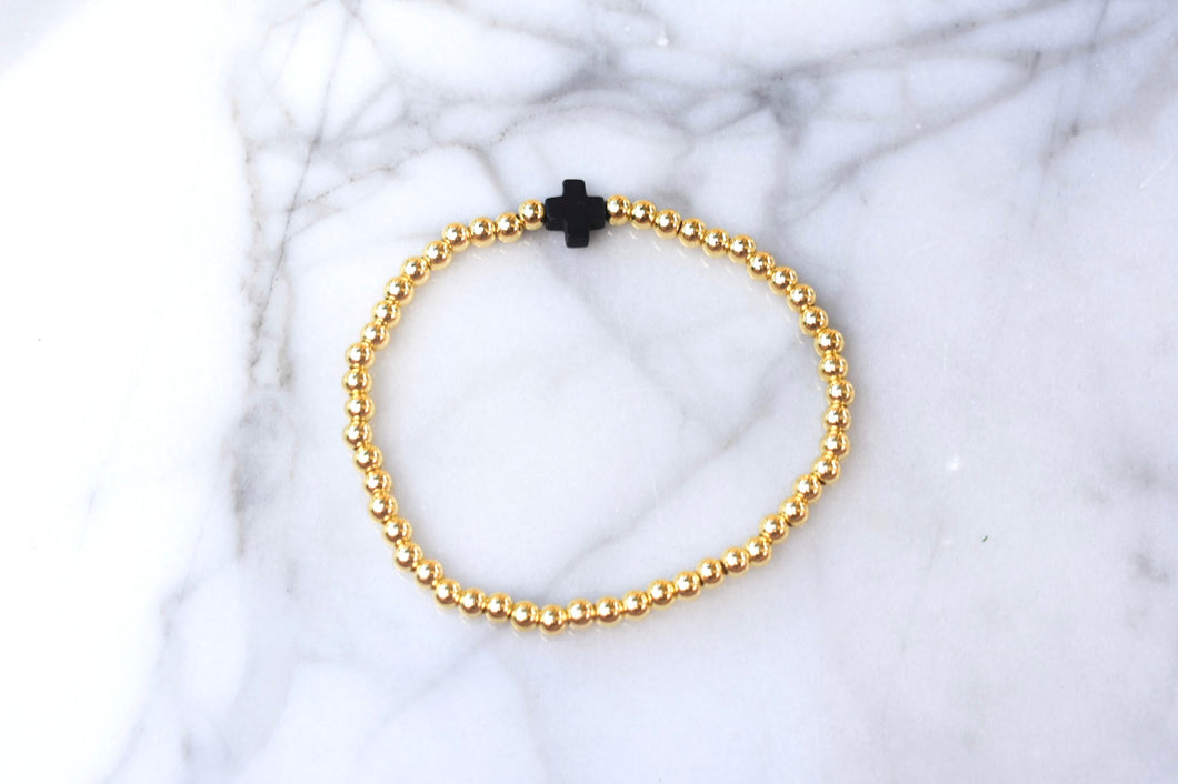 Black Single Cross Bracelet