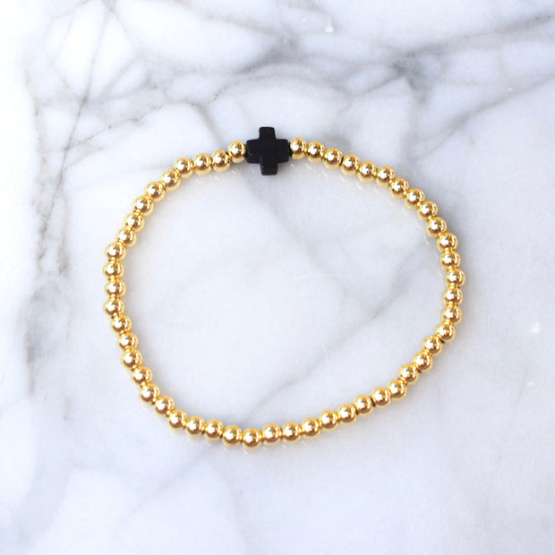 Black Single Cross Bracelet