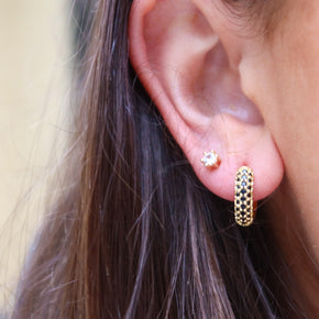 Black Miami Studded Hoops