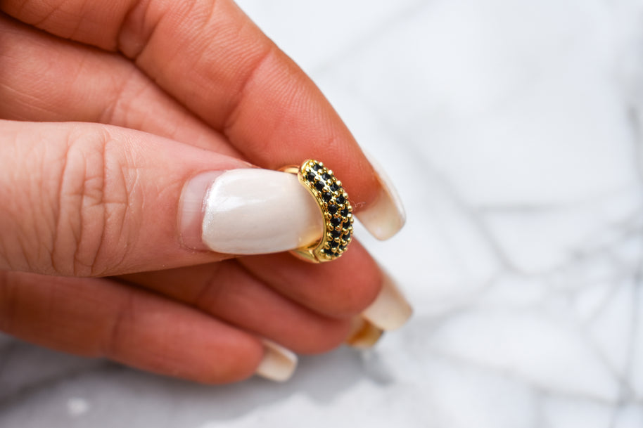 Black Miami Studded Hoops