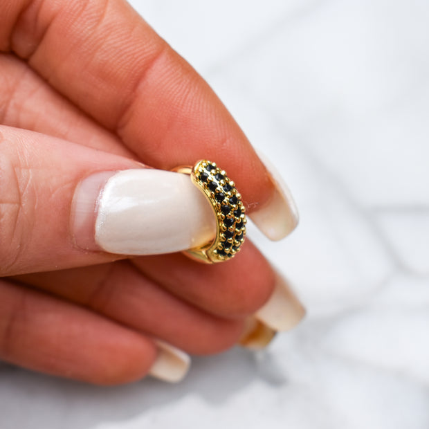 Black Miami Studded Hoops