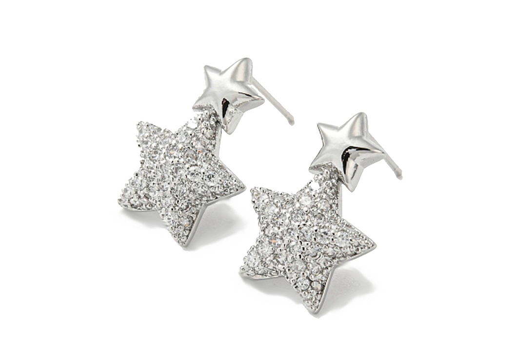 Silver Cosmic Star Studs