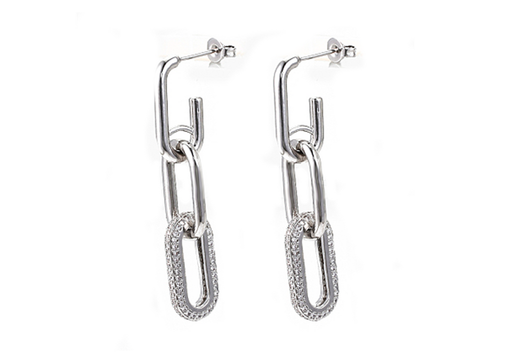 Silver Link Dangle Earrings