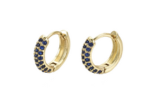 Load image into Gallery viewer, Navy Miami Studded Hoops
