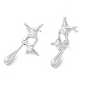 Silver Lunar Cluster Earrings