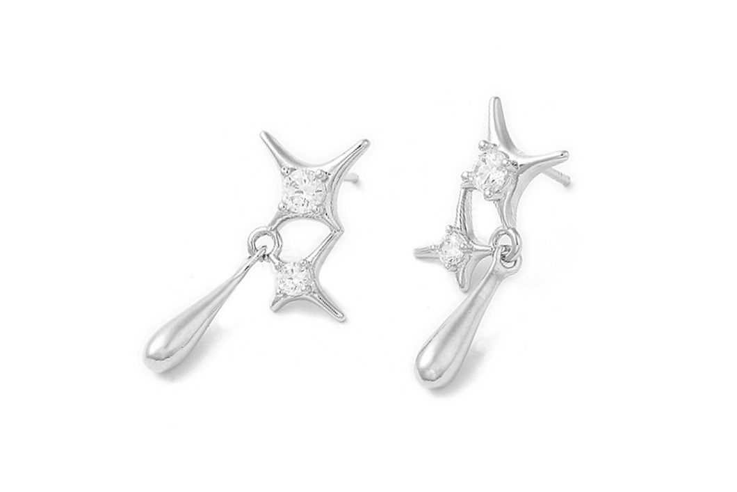 Silver Lunar Cluster Earrings