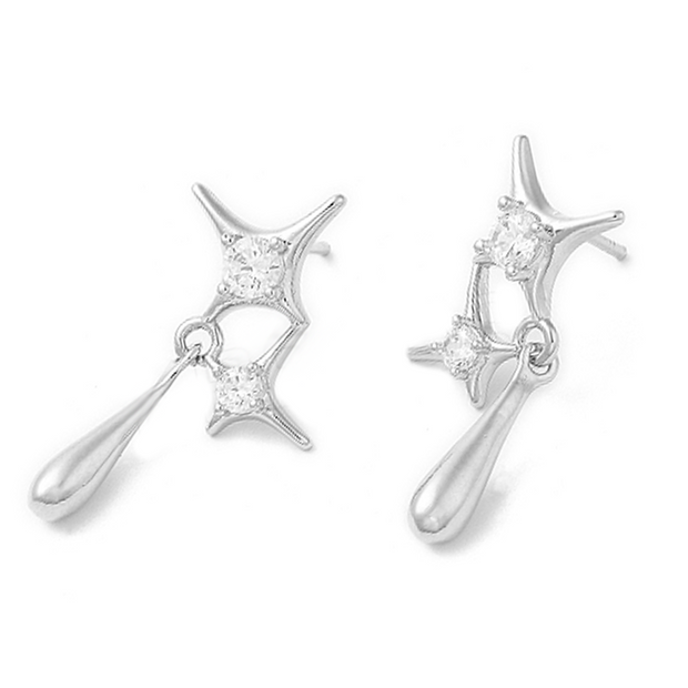 Silver Lunar Cluster Earrings