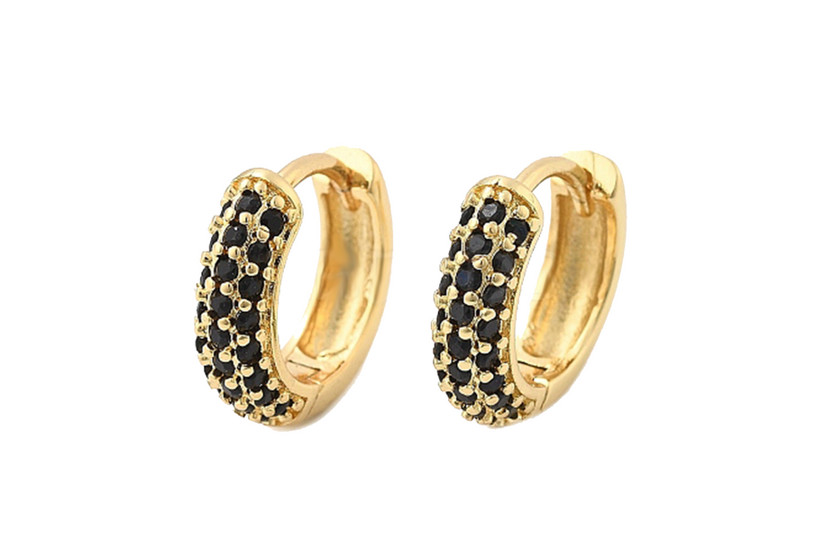 Black Miami Studded Hoops