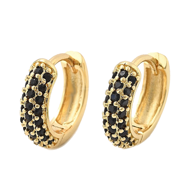 Black Miami Studded Hoops