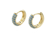 Load image into Gallery viewer, Turquoise Miami Studded Hoops
