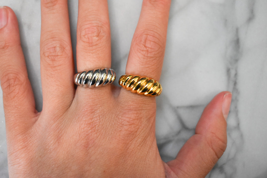 Sterling silver adjustable croissant rings