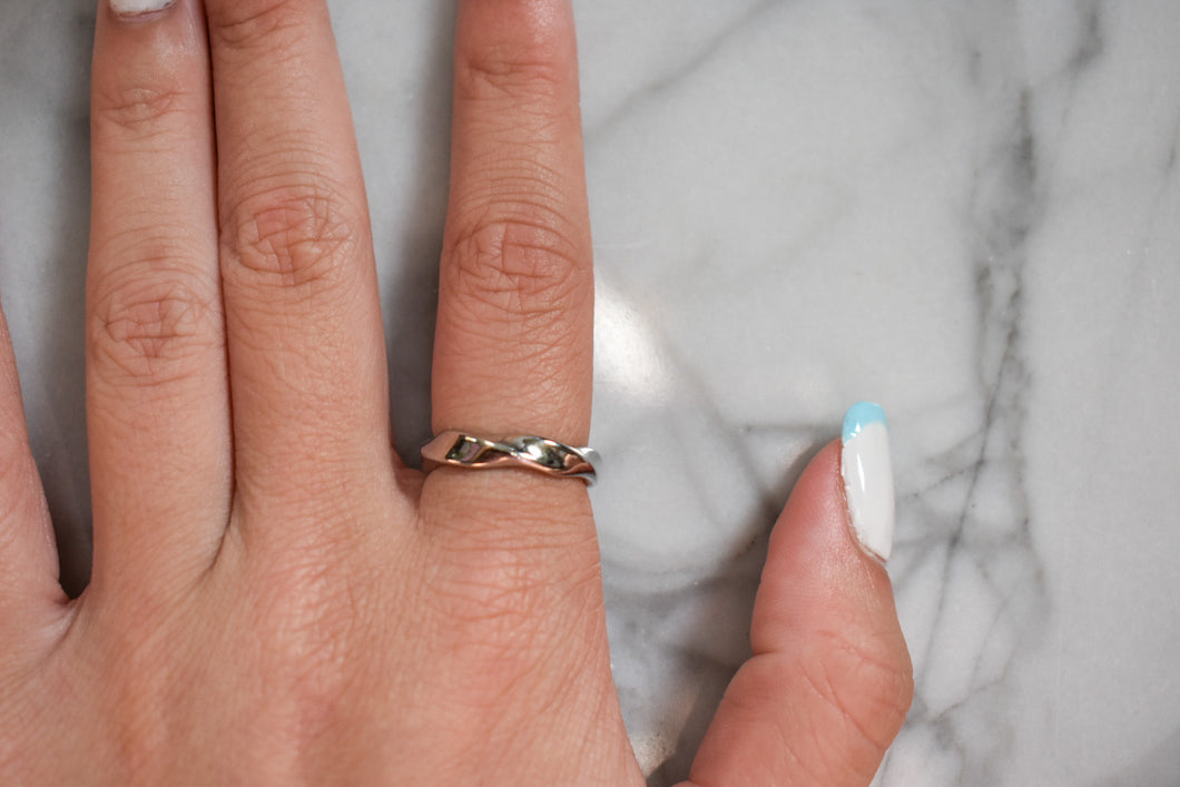 Sterling silver adjustable twisted wave ring