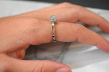 Load image into Gallery viewer, Sterling silver adjustable gray crystal ring
