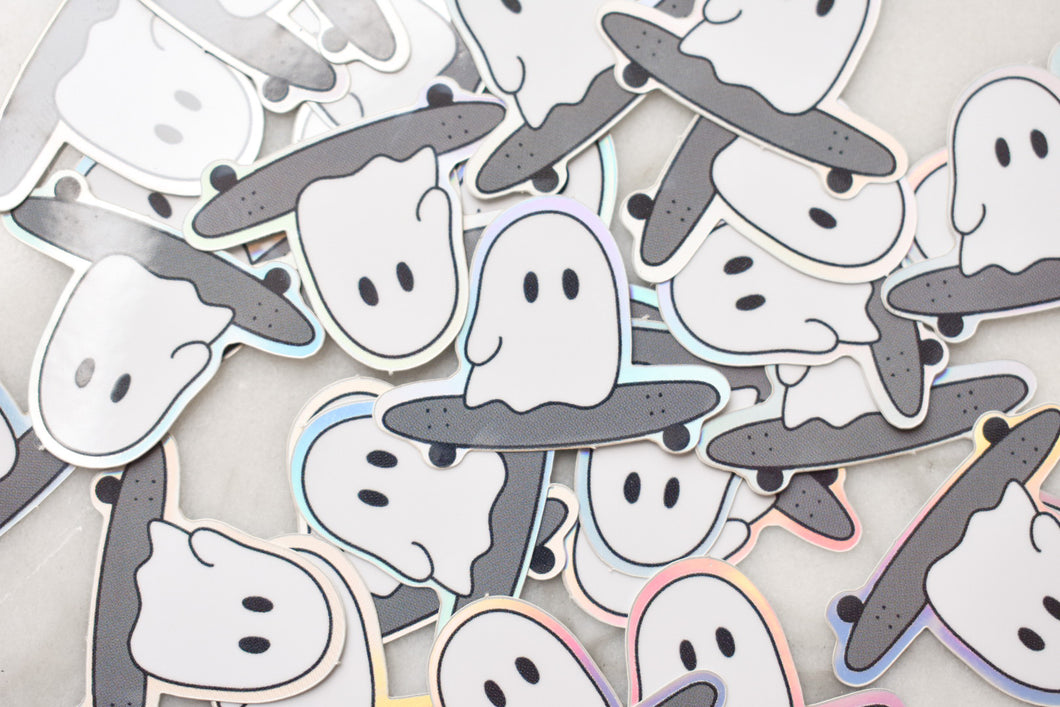 Skater ghost holographic sticker