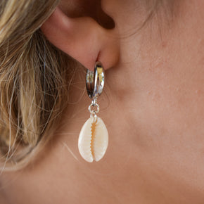 Chunky Silver Shell Huggies