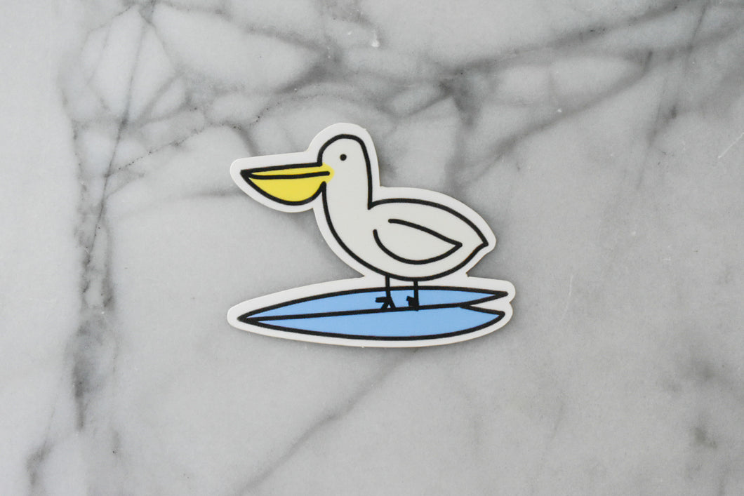 Pelican Surfer Sticker