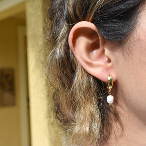 Chunky Gold Pearl Huggies